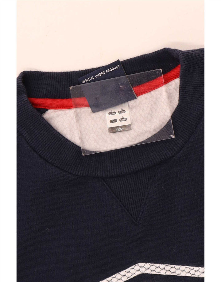 Suéter gráfico masculino Umbro grande bloco colorido azul marinho