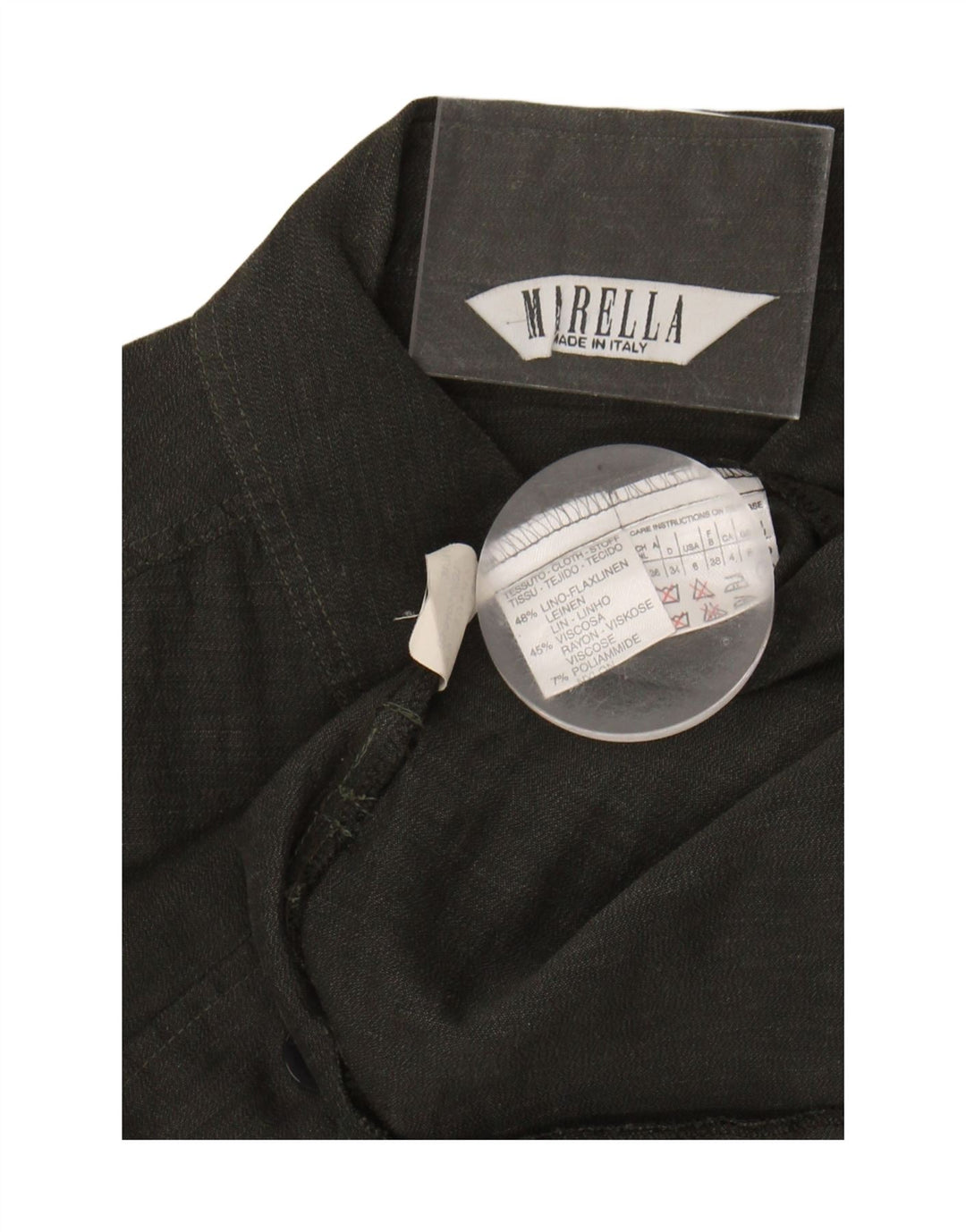 Camisa feminina Marella UK 8 pequena linho cáqui
