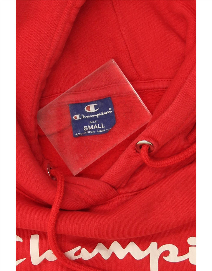 Jumper feminino com capuz e estampa gráfica Champion UK 10 pequeno bloco colorido vermelho