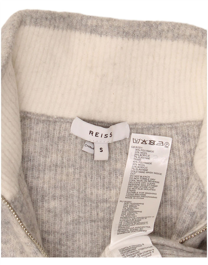 Suéter masculino Reiss com zíper e gola em poliamida manchada cinza pequena
