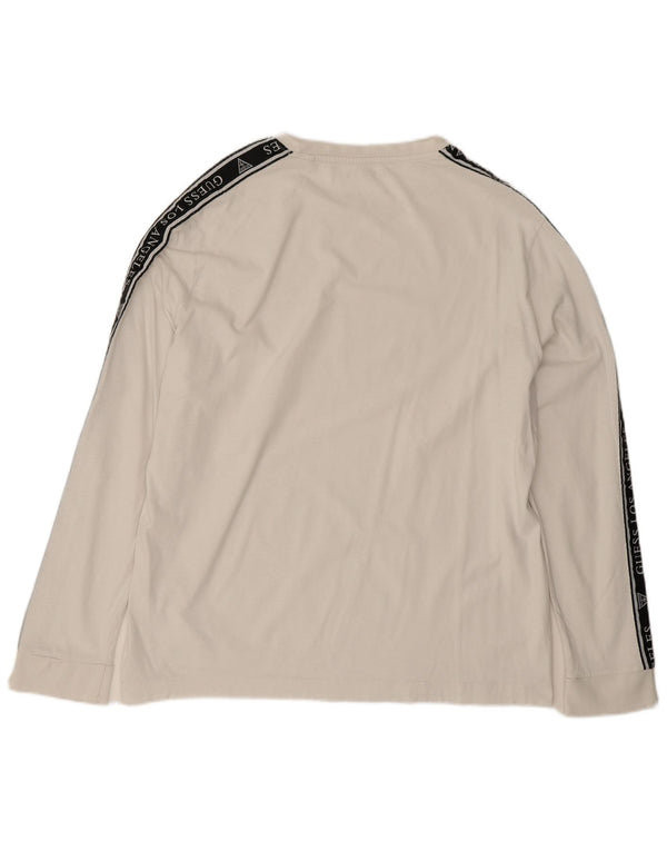 Guess Mens Regular Fit Gráfico Top Manga Longa 2XL Algodão Colourblock Branco