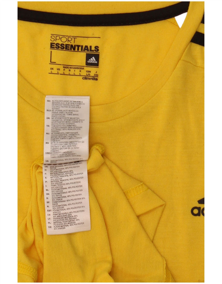 Adidas Mens Climalite Camiseta Top Grande Poliéster Amarelo