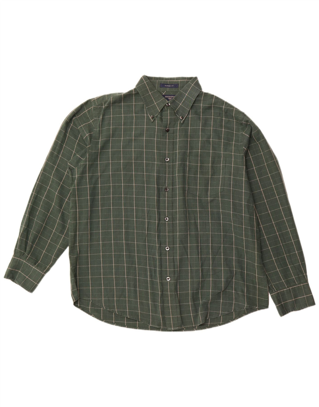 Camisa masculina Dockers Classic Fit grande algodão xadrez verde