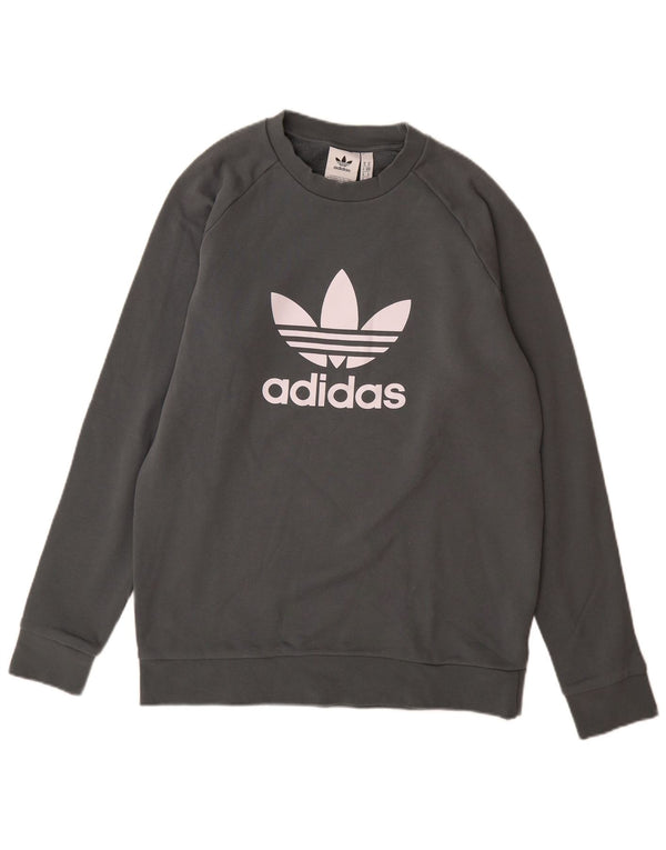 Adidas Mens Graphic Moletom Jumper Médio Algodão Cinza