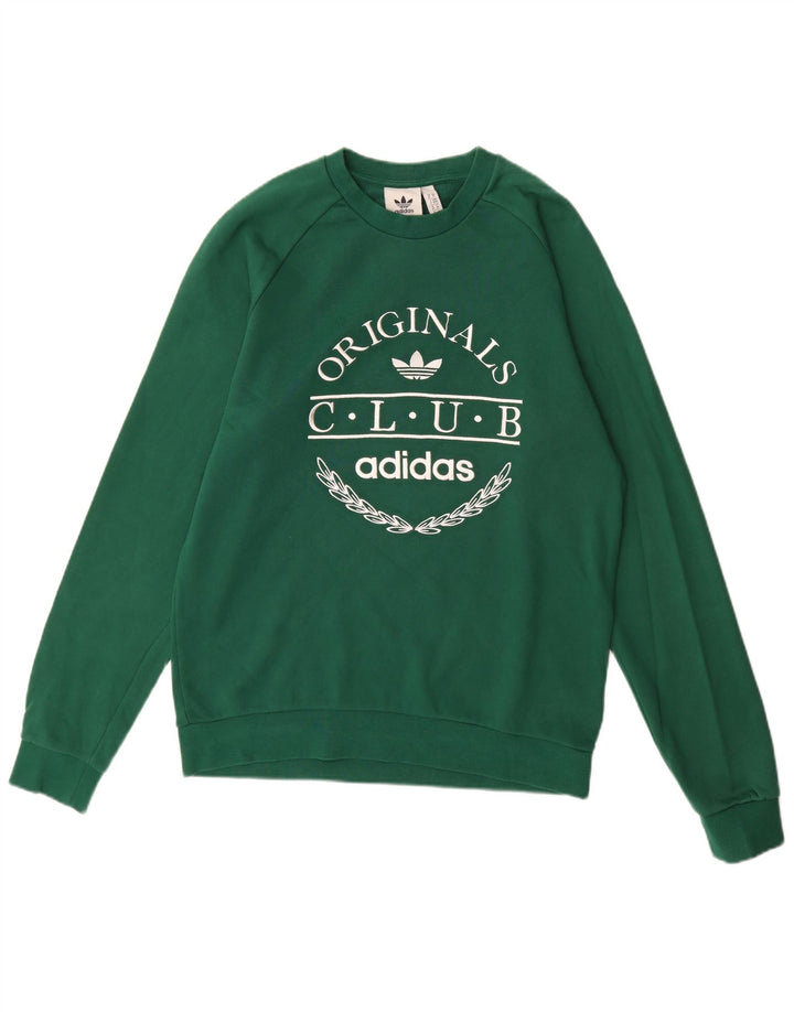 Adidas Mens Graphic Moletom Jumper Médio Algodão Verde