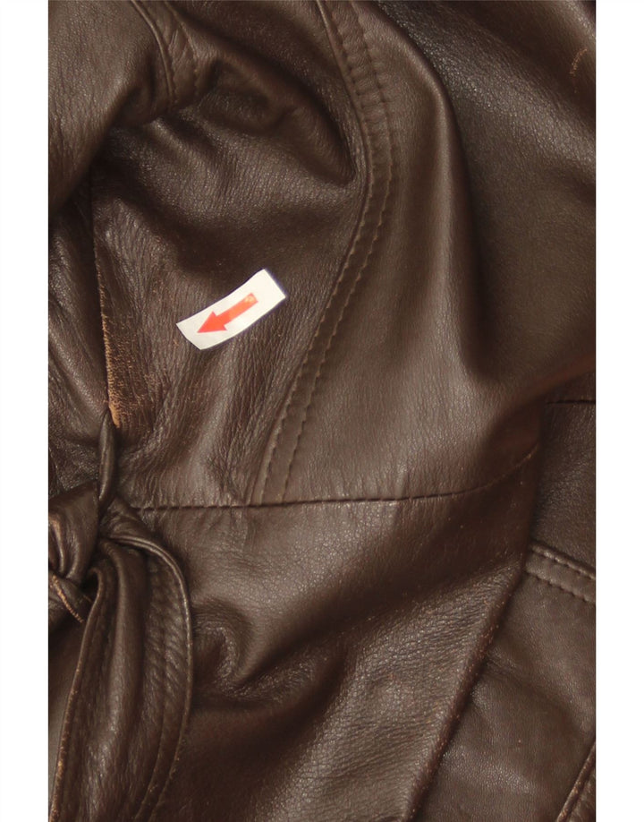 Jaqueta de couro militar masculina vintage IT 52 XL couro marrom