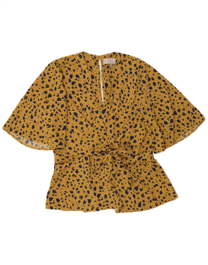 Blusa feminina Coast UK 12 poliéster amarelo médio com estampa animal