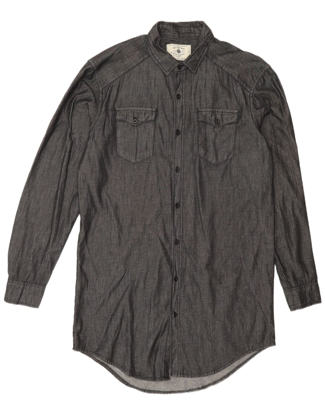 Camisa longa masculina Zara grande algodão cinza