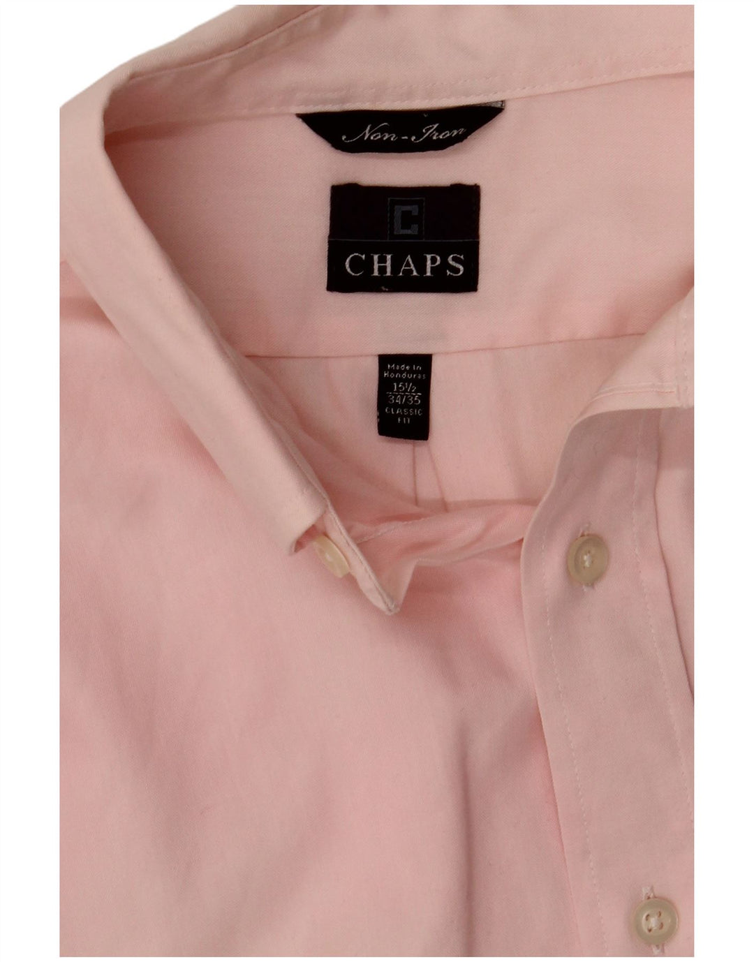 Camisa masculina Chaps Classic Fit tamanho 15 1/2 algodão rosa médio