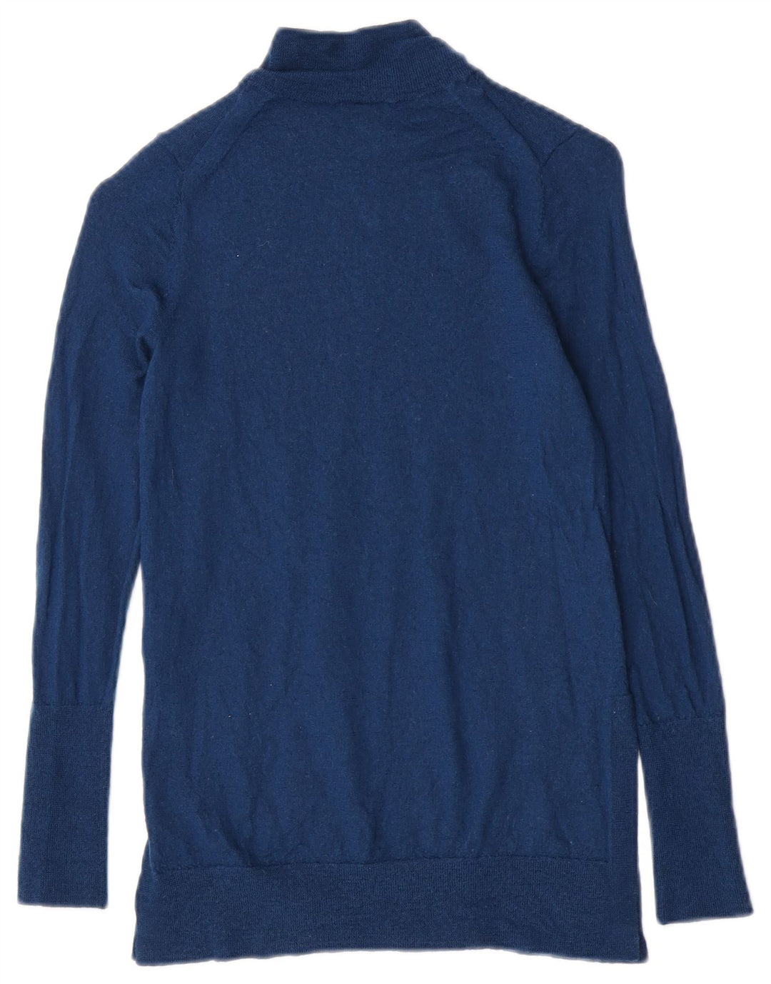 Suéter feminino Jigsaw com gola tartaruga Reino Unido 8 lã azul pequena