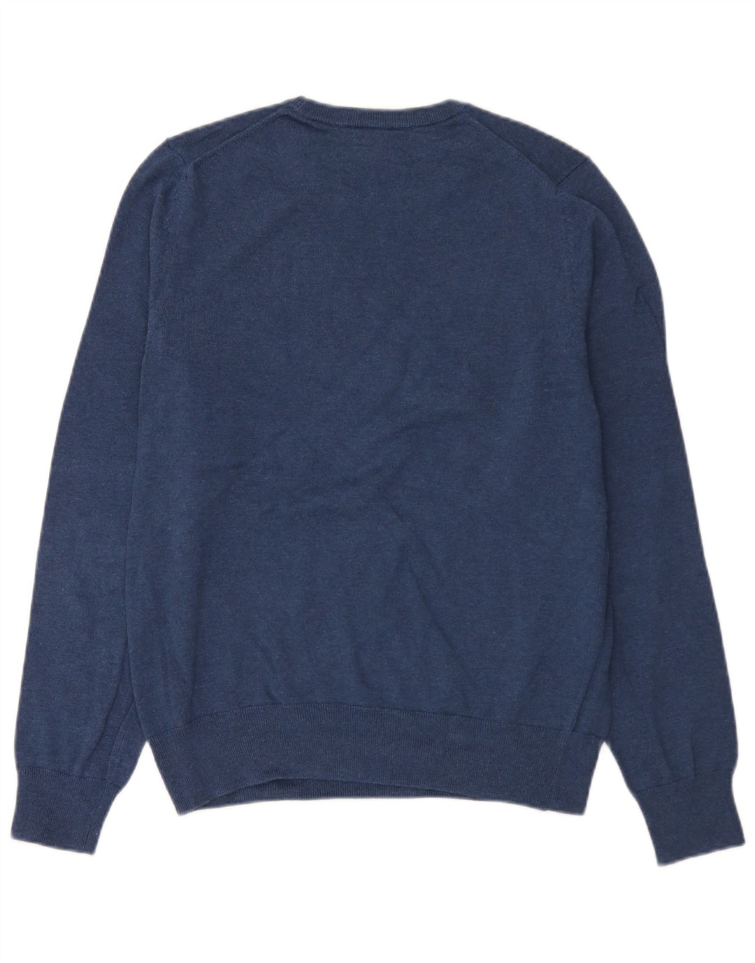 Suéter masculino Marks & Spencer com gola redonda, algodão azul marinho médio