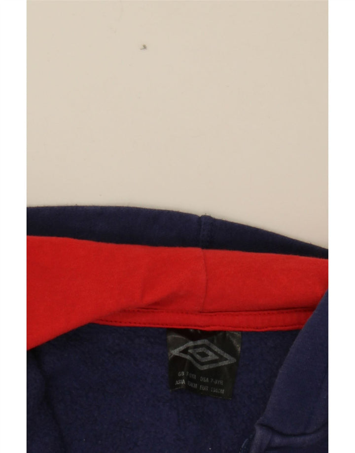 UMBRO Boys Zip Hoodie Sweater 7-8 Years Navy Blue Cotton Vintage Umbro and Second-Hand Umbro from Messina Hembry 