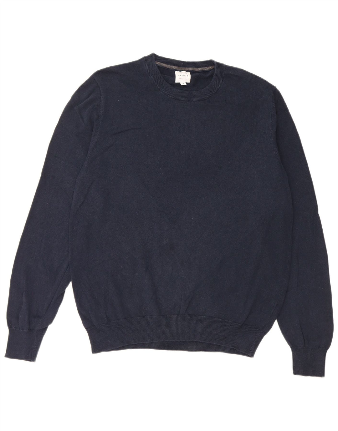 Suéter masculino John Lewis com gola redonda, algodão azul marinho médio