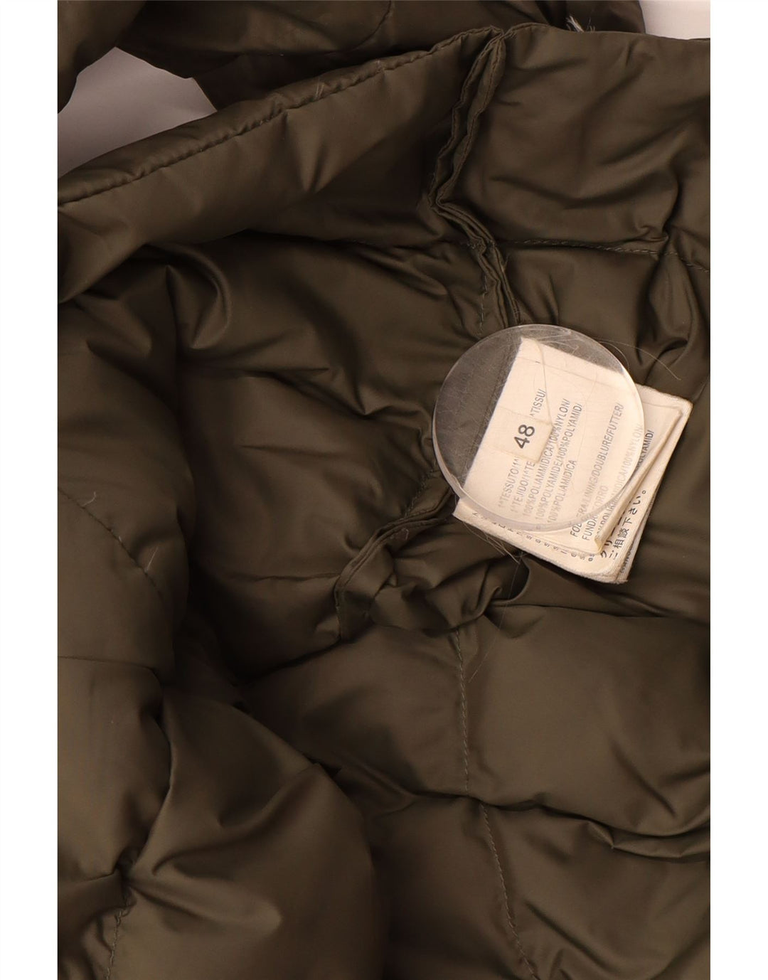 Casaco acolchoado feminino VINTAGE IT 48 XL cáqui nylon