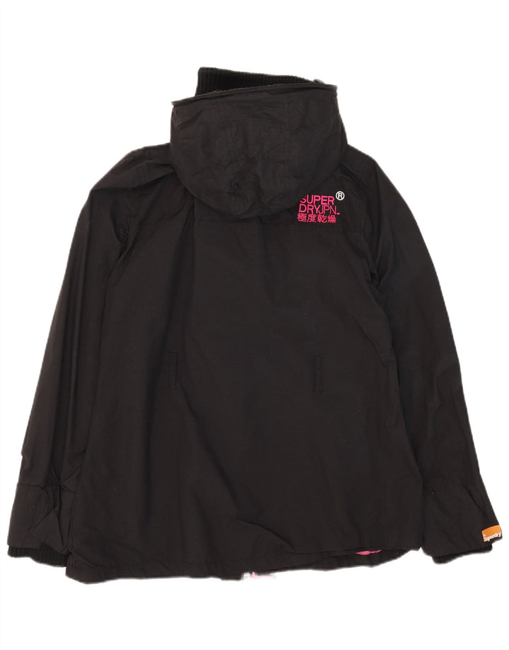 Jaqueta corta-vento feminina Superdry Windmac com capuz UK 16 grande nylon preto