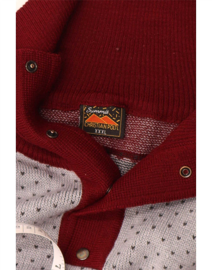 Suéter masculino Summit com gola e botão 3XL lã Fair Isle multicolorida