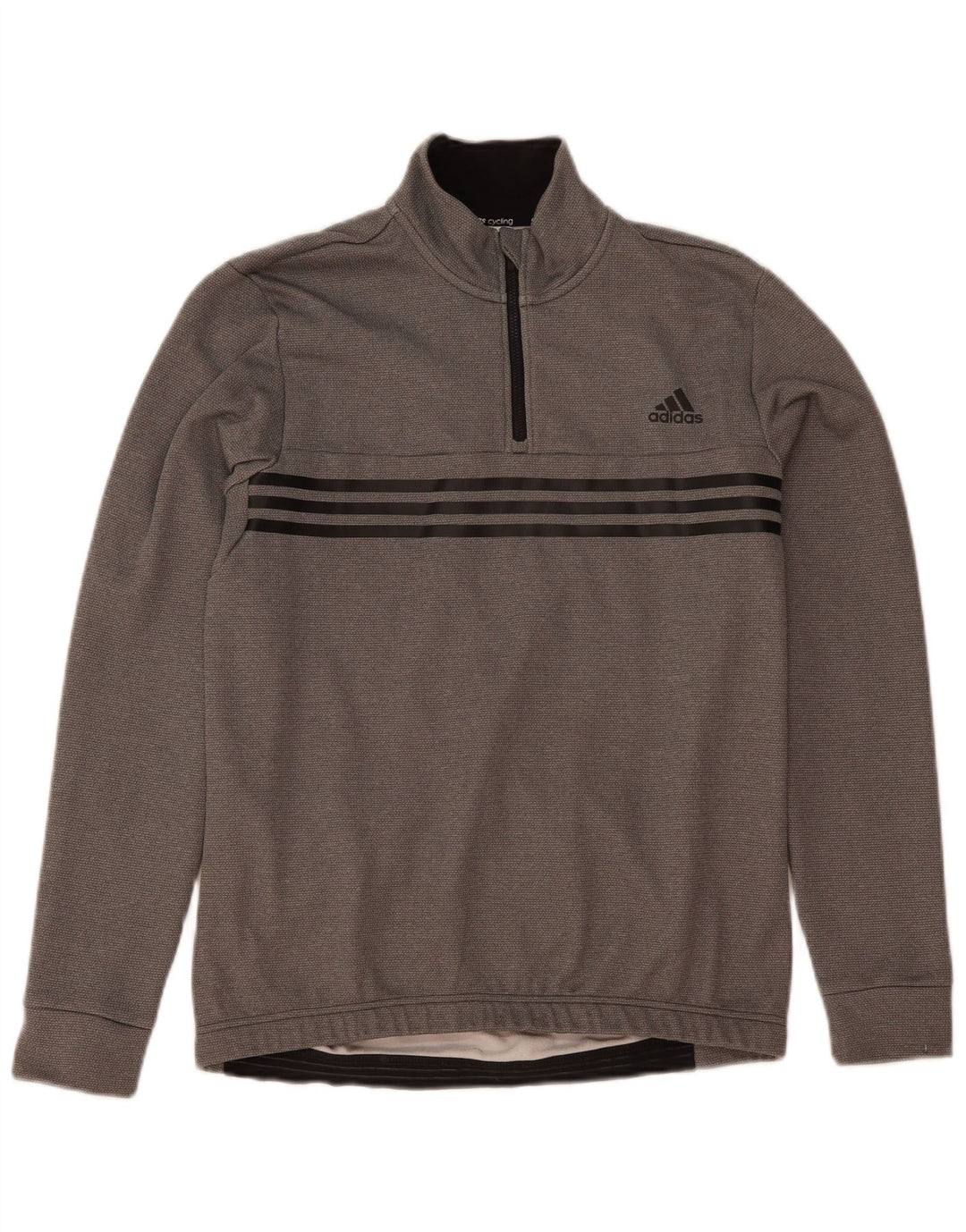 Adidas Mens Zip Neck Moletom Jumper Grande Cinza Poliéster