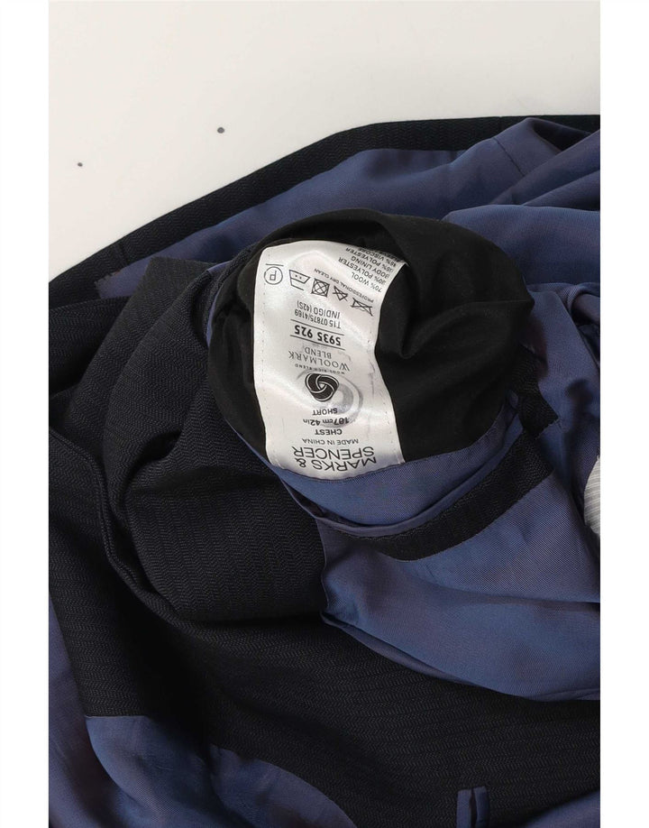 Jaqueta blazer masculina de 2 botões Marks & Spencer Reino Unido 42 grande lã azul marinho