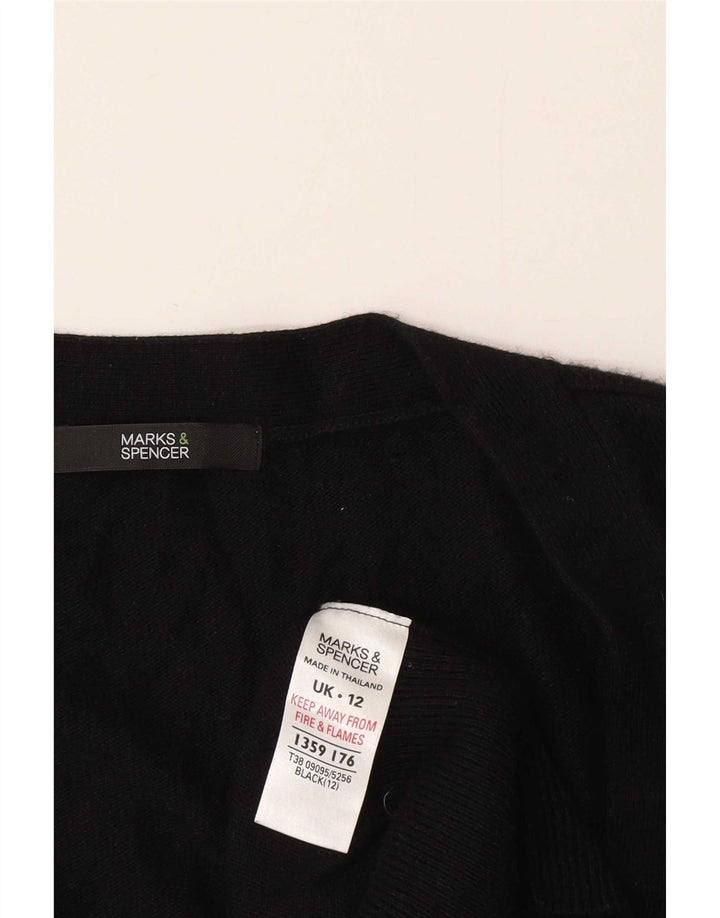 Suéter cardigã feminino Longline da Marks & Spencer Reino Unido 12 viscose preta média