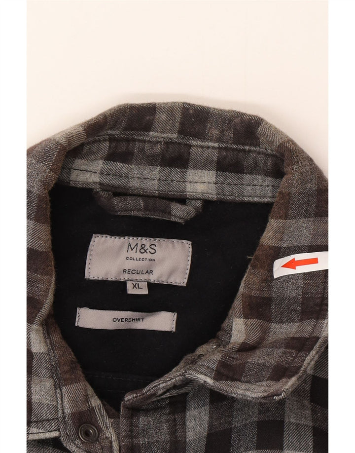 Camiseta masculina de flanela Marks & Spencer Regular Fit XL cinza guingão