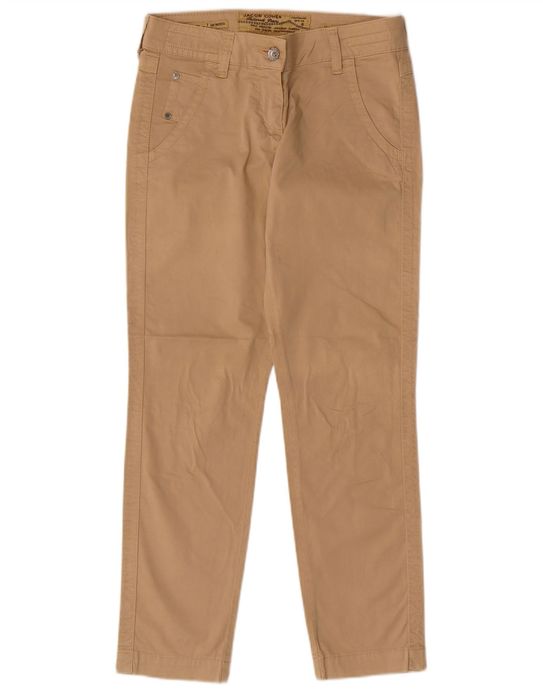 Calça chino feminina JACOB COHEN sob medida W26 L28 algodão bege