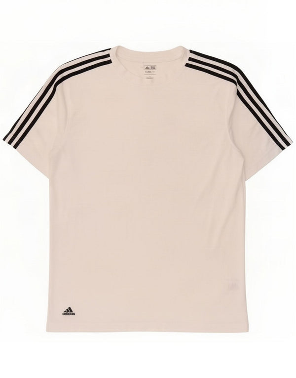 Adidas Mens Climalite T-Shirt Top Grande Poliéster Branco