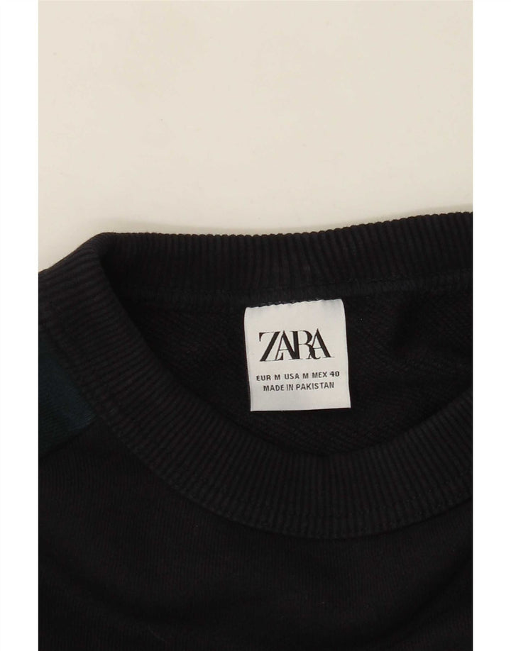 Zara Moletom Masculino Jumper Médio Preto Colorblock