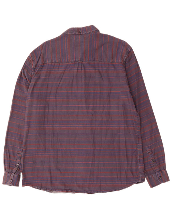 Camisa masculina de ajuste regular WRANGLER 2XL algodão listrado azul marinho