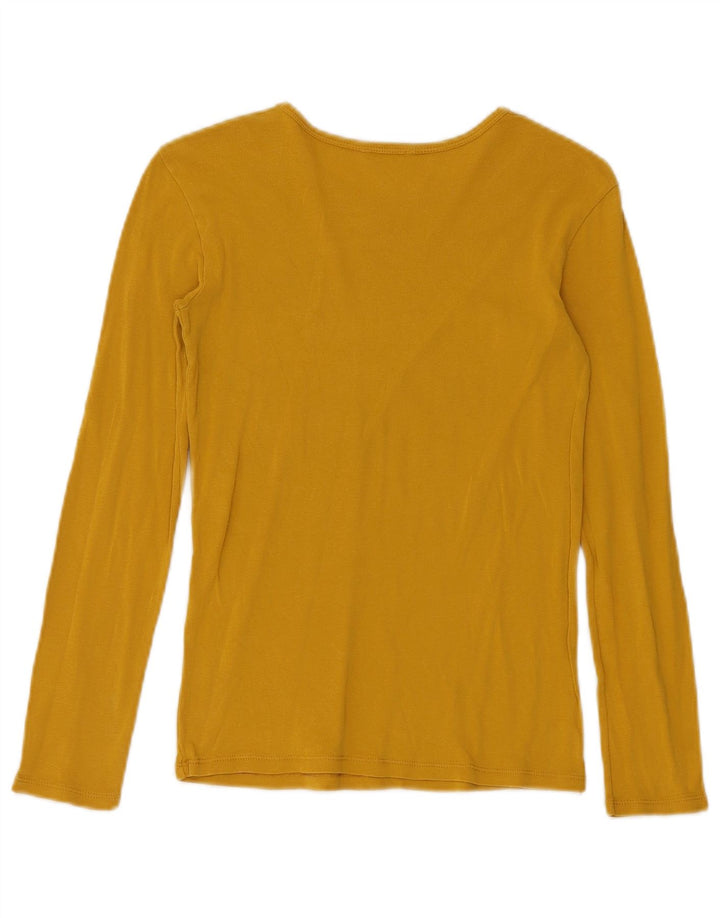 Top gráfico feminino Benetton manga comprida UK 8 pequeno amarelo