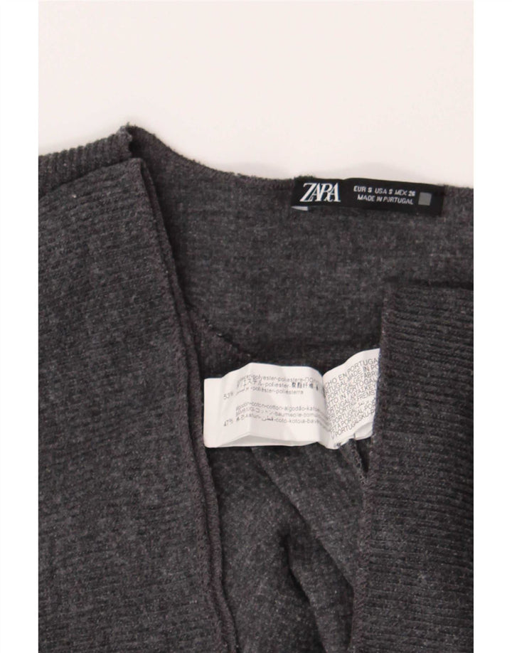 Camiseta feminina grande Zara UK 10 poliéster cinza pequeno