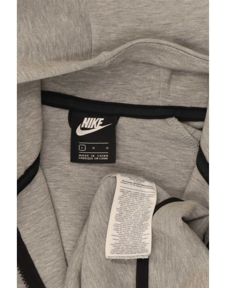 Suéter masculino Nike com capuz e zíper grande algodão cinza