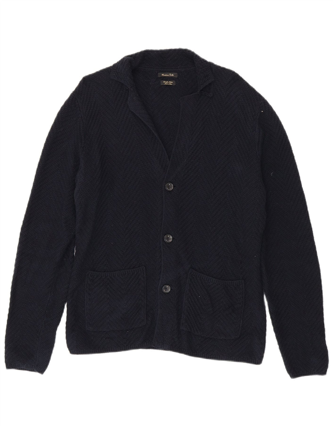 Suéter cardigã masculino Massimo Dutti médio algodão azul marinho