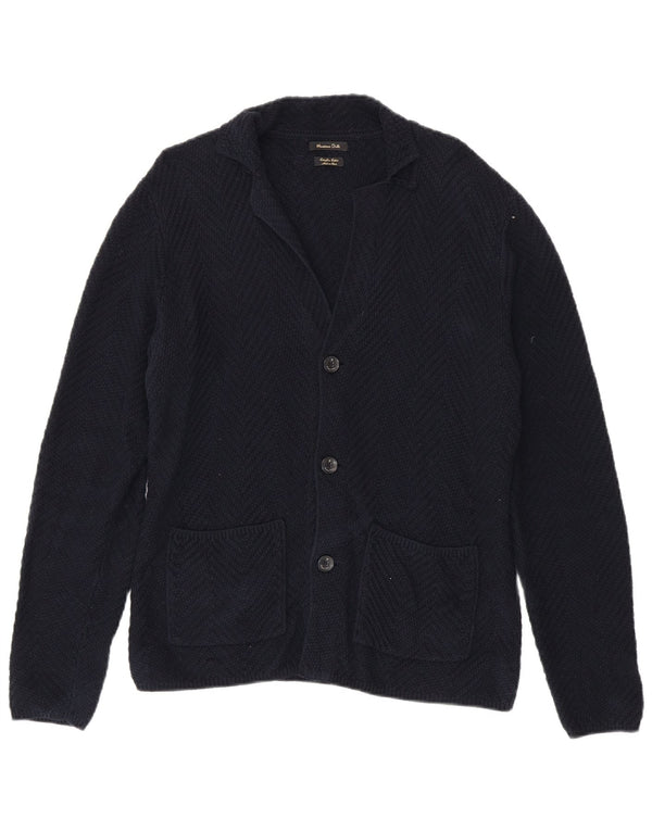 Suéter cardigã masculino Massimo Dutti médio algodão azul marinho