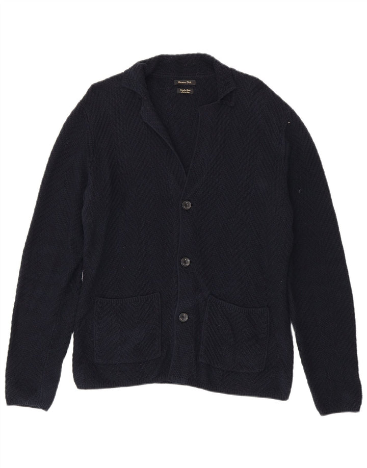 Suéter cardigã masculino Massimo Dutti médio algodão azul marinho