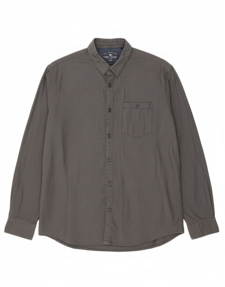Camisa masculina TOM TAILOR XL cinza listrado algodão