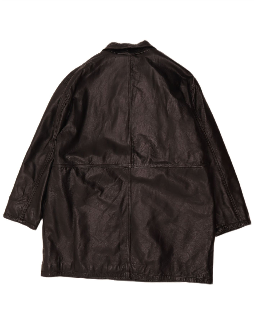 Jaqueta de couro superdimensionada feminina vintage IT 44 couro preto médio