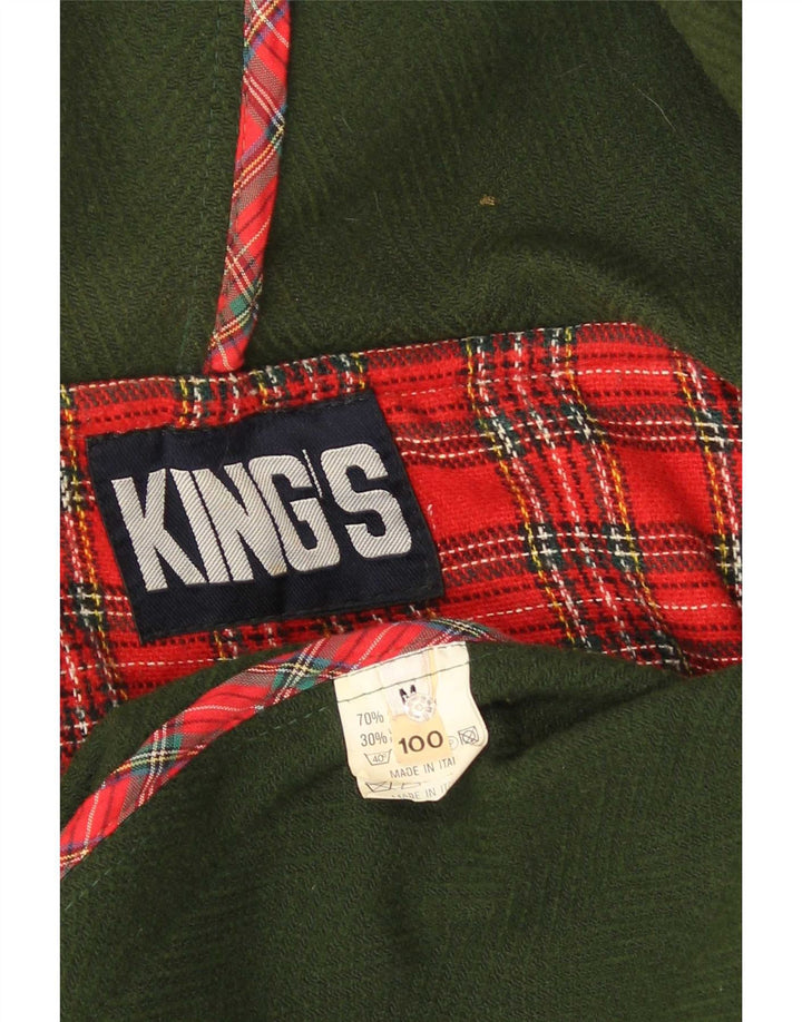Casaco Duffle Masculino Vintage com Capuz UK 38 Acetato Verde Médio