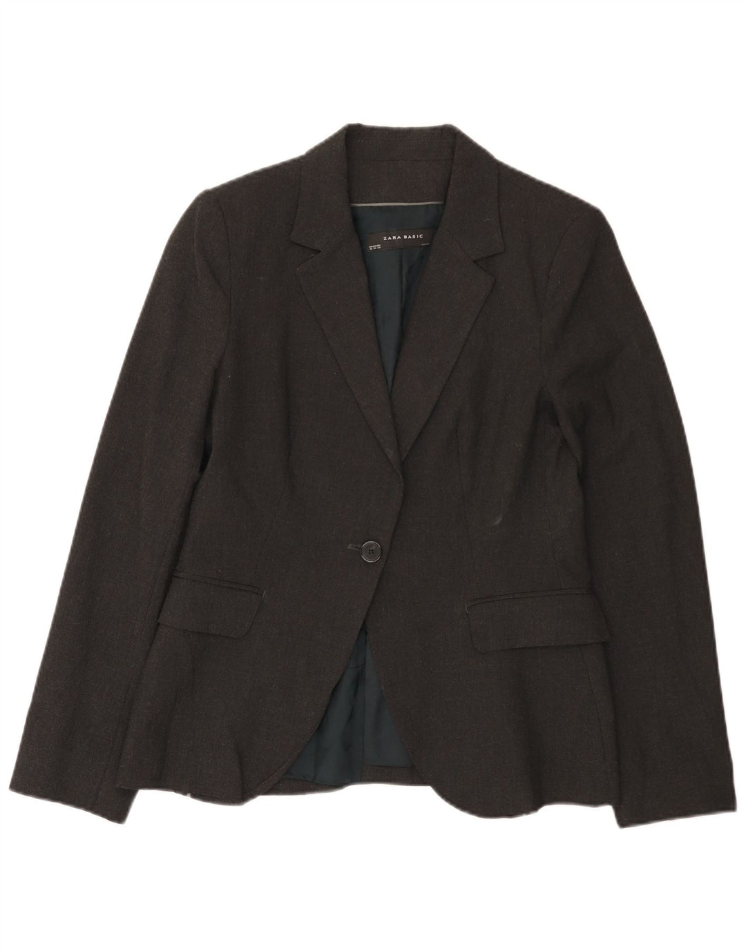 Jaqueta blazer feminina Zara com 1 botão EU 40 cinza médio