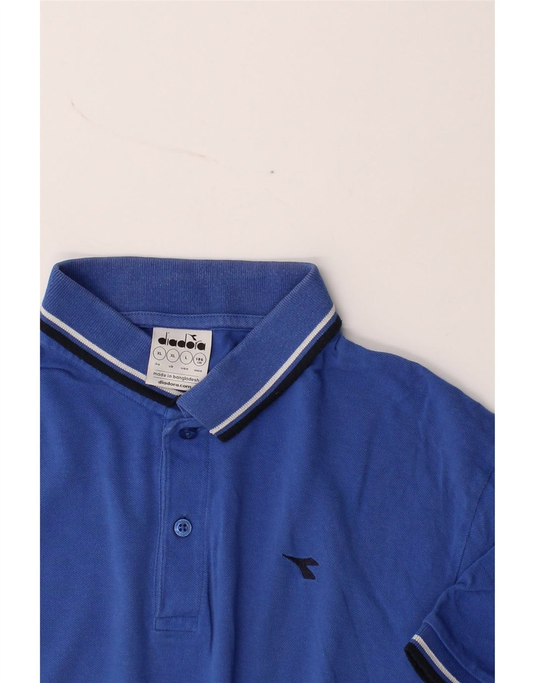 DIADORA Mens Polo Shirt XL Blue Cotton Vintage Diadora and Second-Hand Diadora from Messina Hembry 