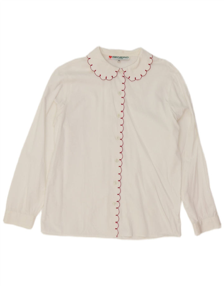 Camisa feminina vintage IT 46 grande algodão branco