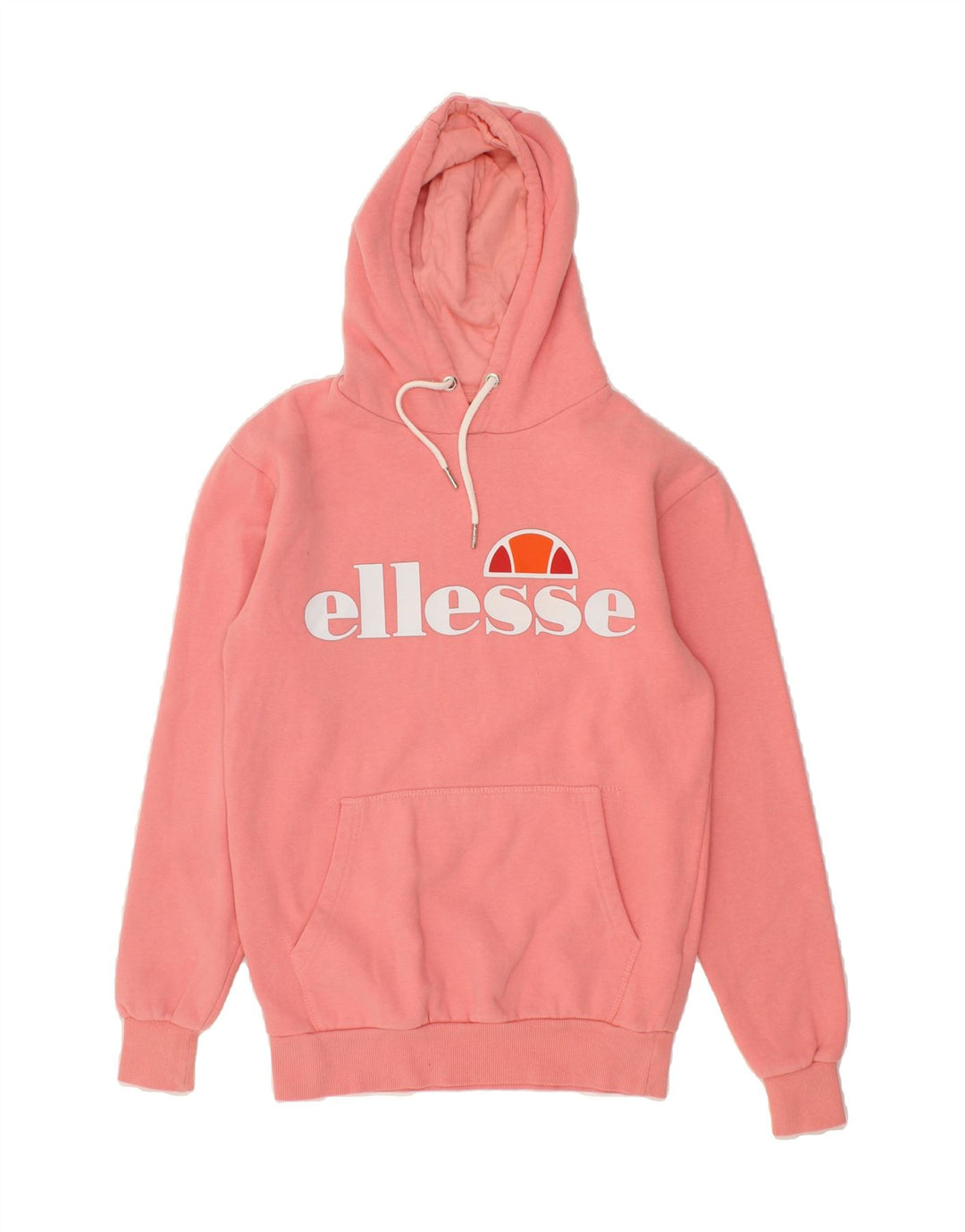 ELLESSE Womens Oversized Graphic Hoodie Jumper UK 6 XS  Pink Cotton Vintage Ellesse and Second-Hand Ellesse from Messina Hembry 