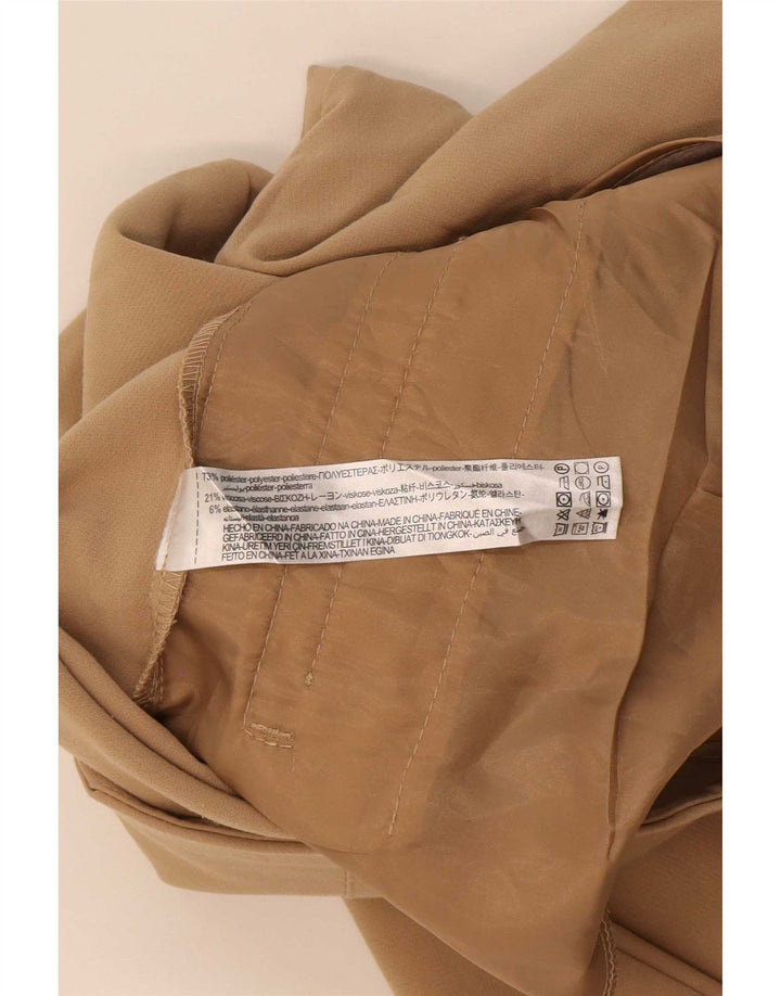 Zara Calça feminina cônica cortada média W28 L25 poliéster bege