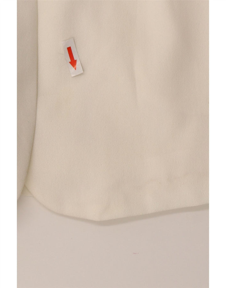 Jaqueta blazer feminina com 3 botões Wit Boy UK 10 pequena poliéster branco