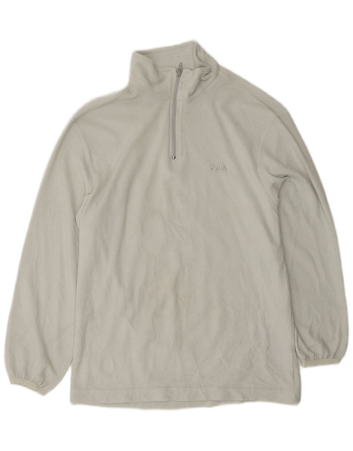FILA Suéter masculino de lã com zíper e gola IT 56 XL poliéster branco