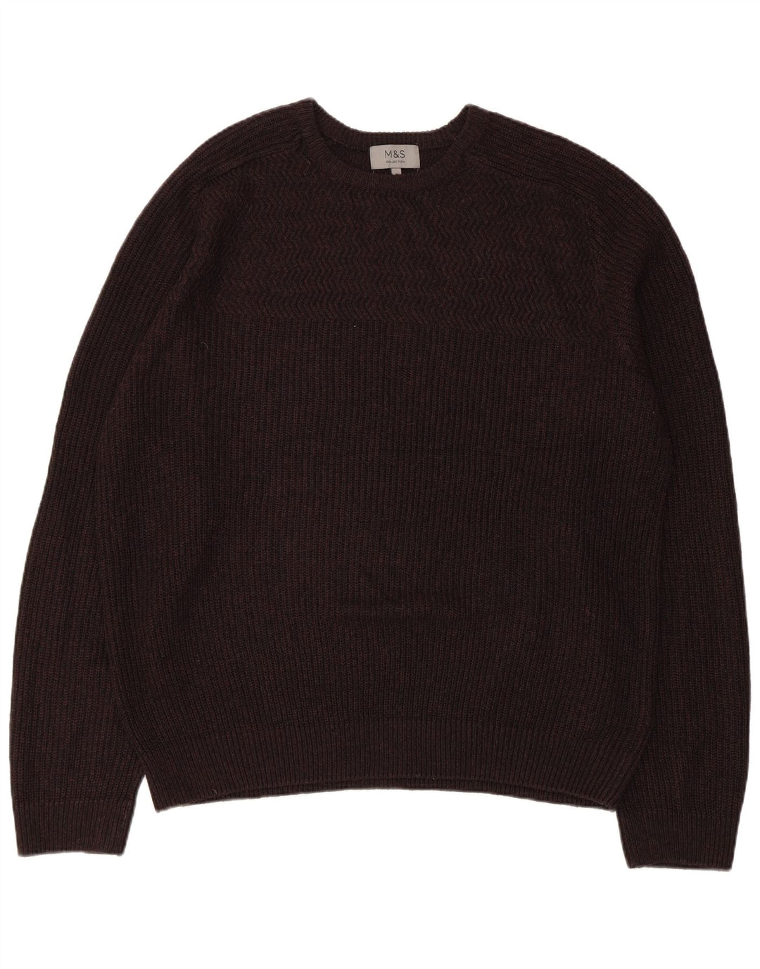 Suéter masculino Marks & Spencer com gola redonda XL marrom acrílico