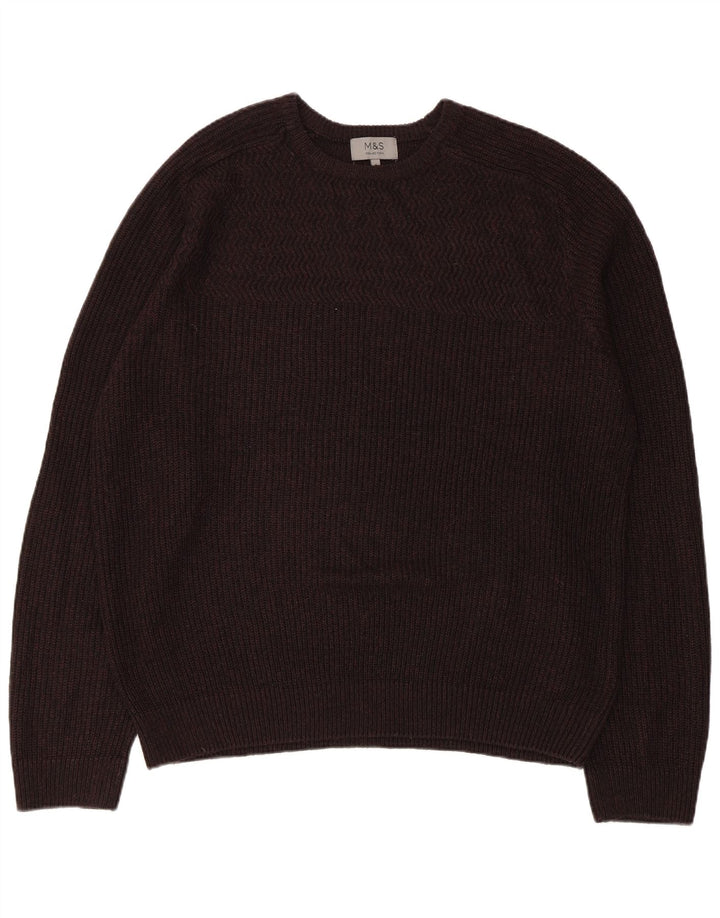 Suéter masculino Marks & Spencer com gola redonda XL marrom acrílico