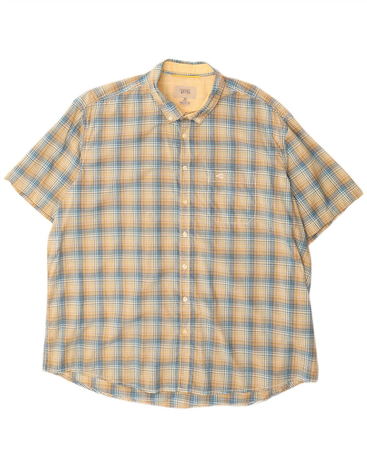 Camisa masculina de manga curta Camel Active Regular Fit 2XL algodão xadrez amarelo