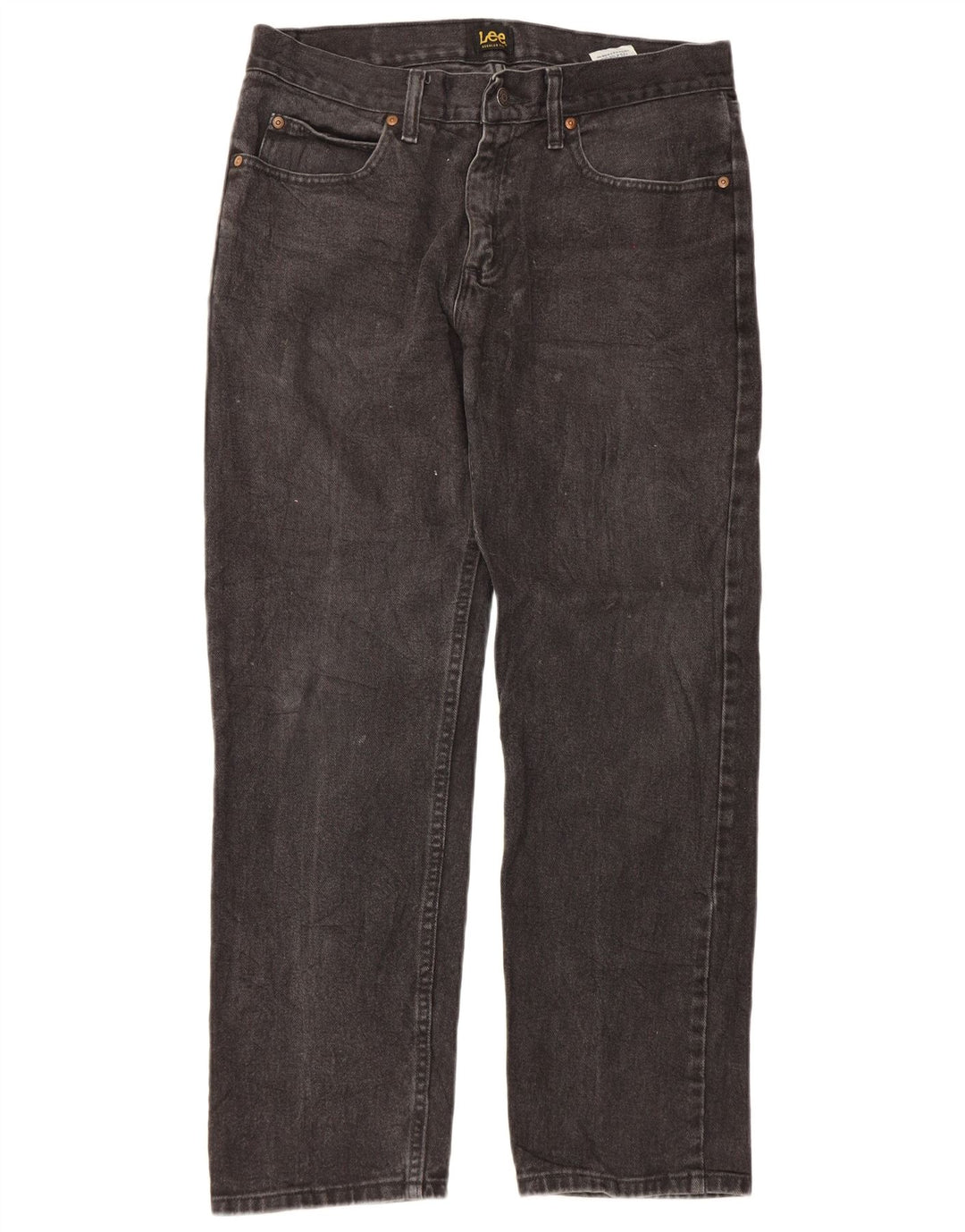 Lee Mens Regular Fit Straight Jeans W33 L30 Algodão Preto