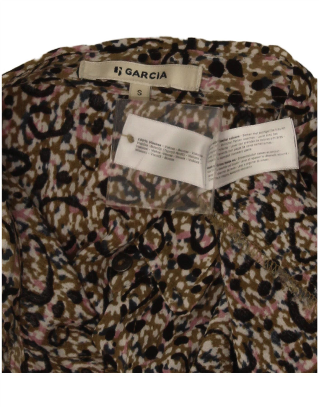 Camisa feminina com padrão abstrato Garcia UK 10 pequena viscose multicolorida