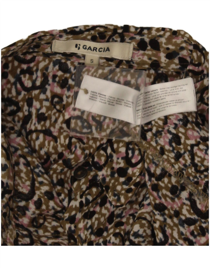 Camisa feminina com padrão abstrato Garcia UK 10 pequena viscose multicolorida
